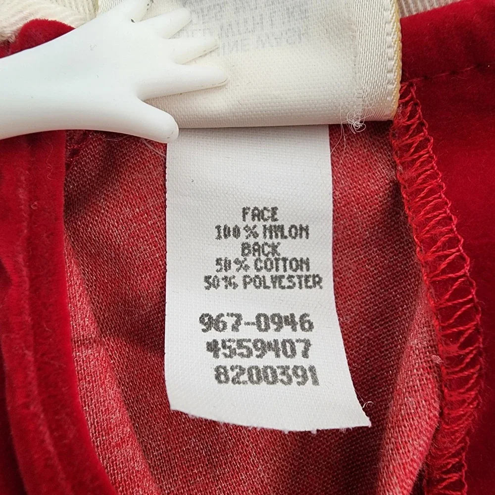 Vintage OshKosh Kids Girls Red Velvet Peter Pan Collar Bow Dress Size 12‎ Months